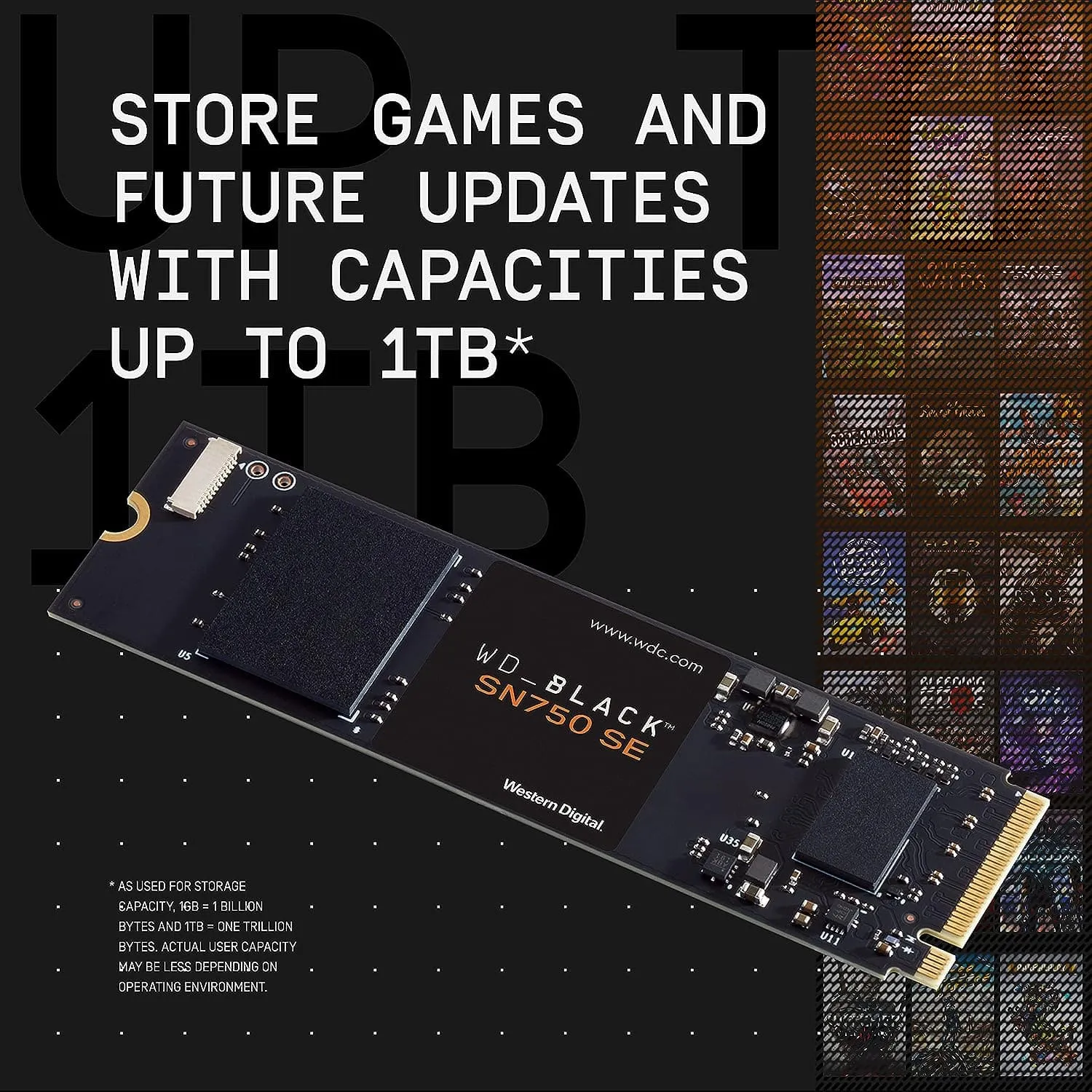 WD_BLACK SN750 SE 500GB M.2 2280 PCIe Gen4 NVMe Gaming SSD up to 3600 MB/s read speed