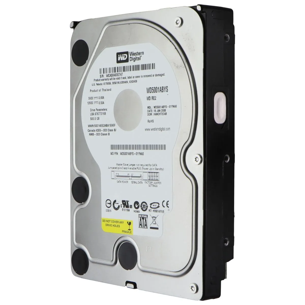 Western Digital 500GB HDD SATA 2 7200RPM 3.5-inch Hard Drive WD5001ABYS