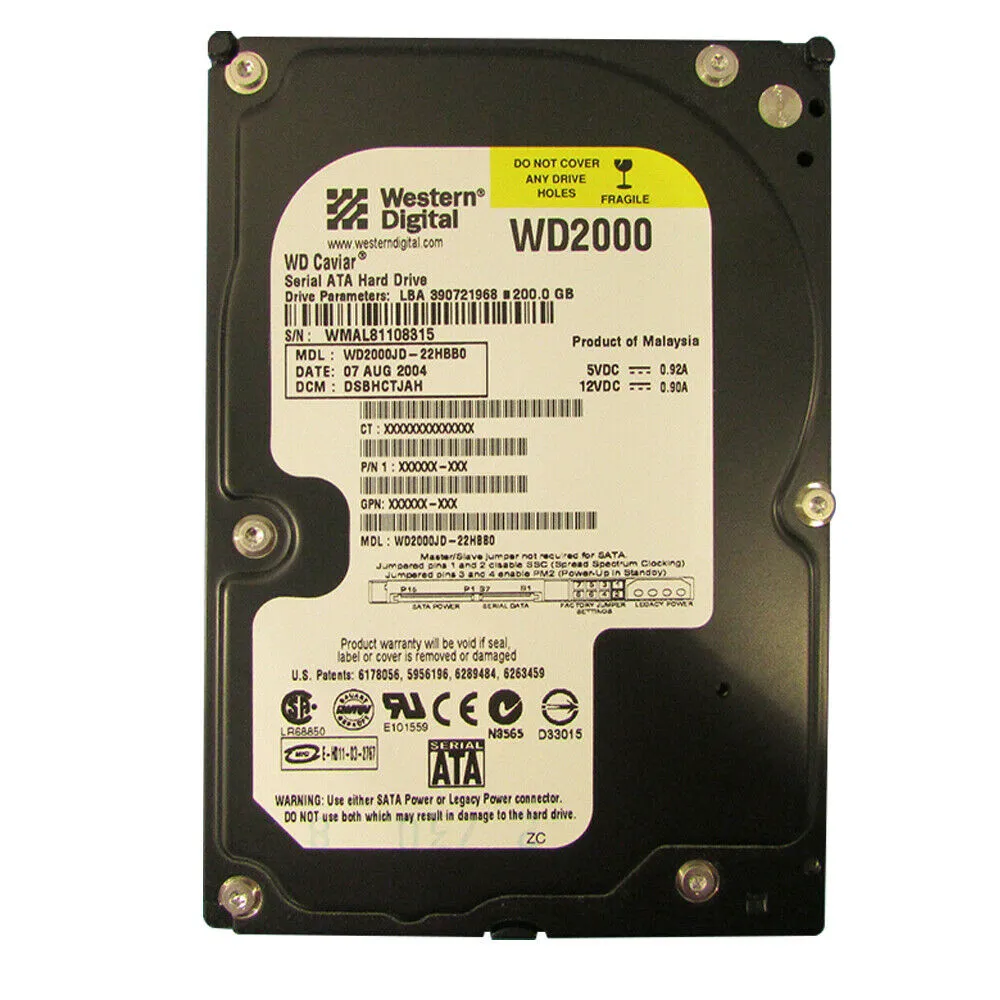 Western Digital (SATA) Caviar SE 3.5" Internal HD 200GB 7.2K HDD, WD2000JD