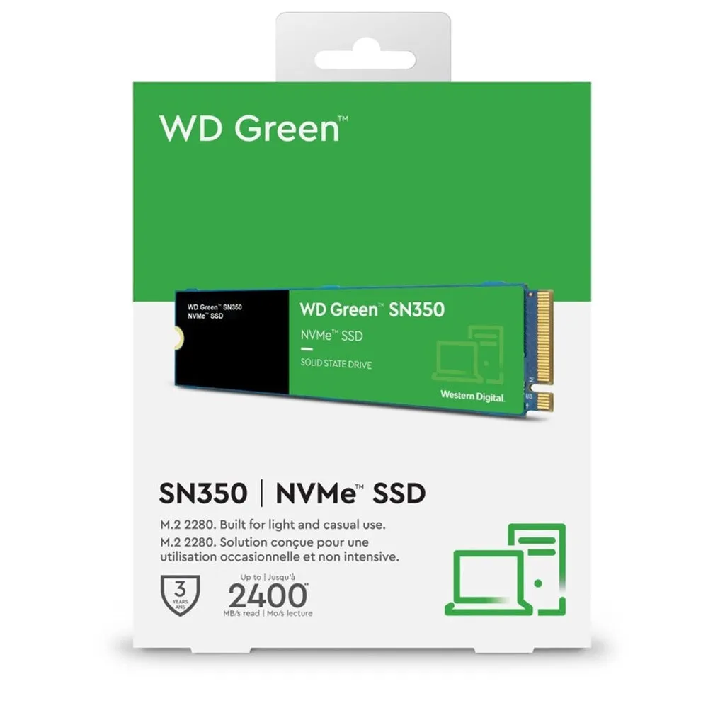 Western Digital WD Green SN350 (240GB/480GB/500GB/1TB/2TB) NVMe PCIe SSD Solid State Drives M.2 2280