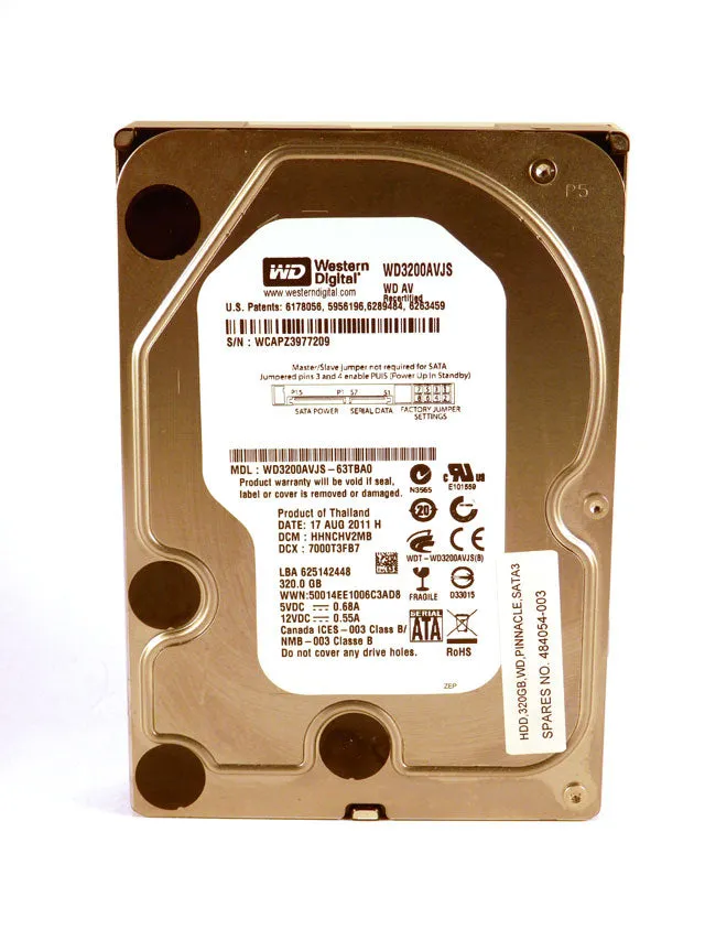 WESTERN DIGITAL WD WD3200AVJS-63TBA0 320GB 7200RPM SATA Desktop Hard Drive HP 484054-003