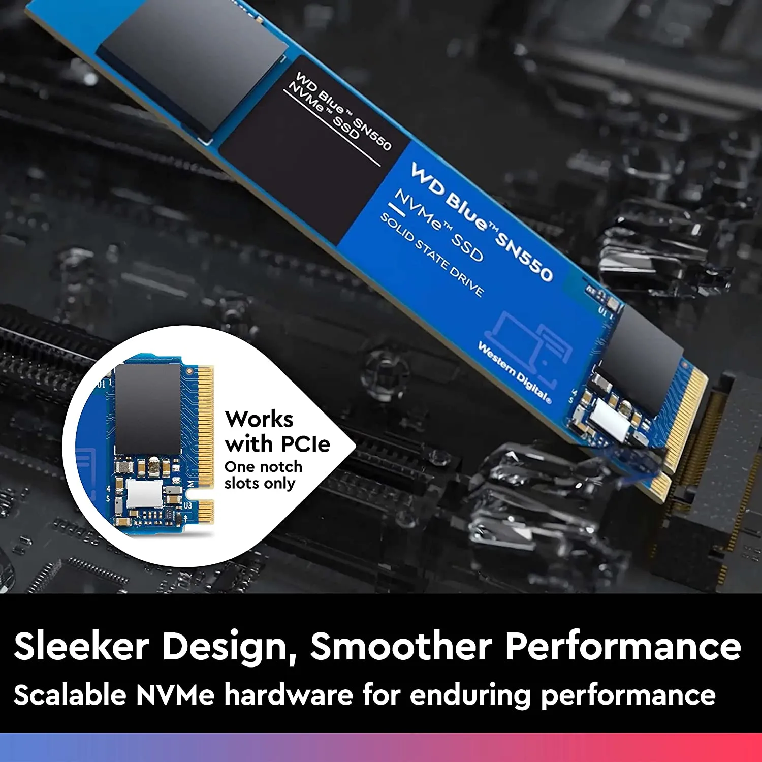 Western Digital WD_BLUE SN550 2TB M.2 SSD 2280 PCIe Gen3 NVMe up to 2600 MB/s read speed